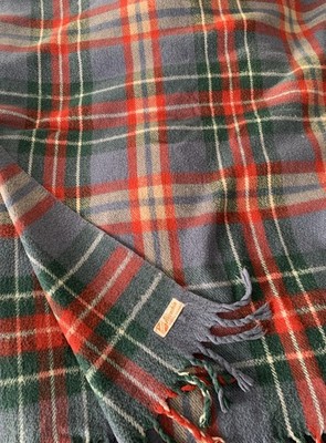 Alicachin Twin Blanket Blue Plaid Reversible Fringe Bogota Colombia Traditional