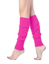 Women Juniors Neon Ribbed Leg Warmers for 80s Eighty's Party One Size Rose