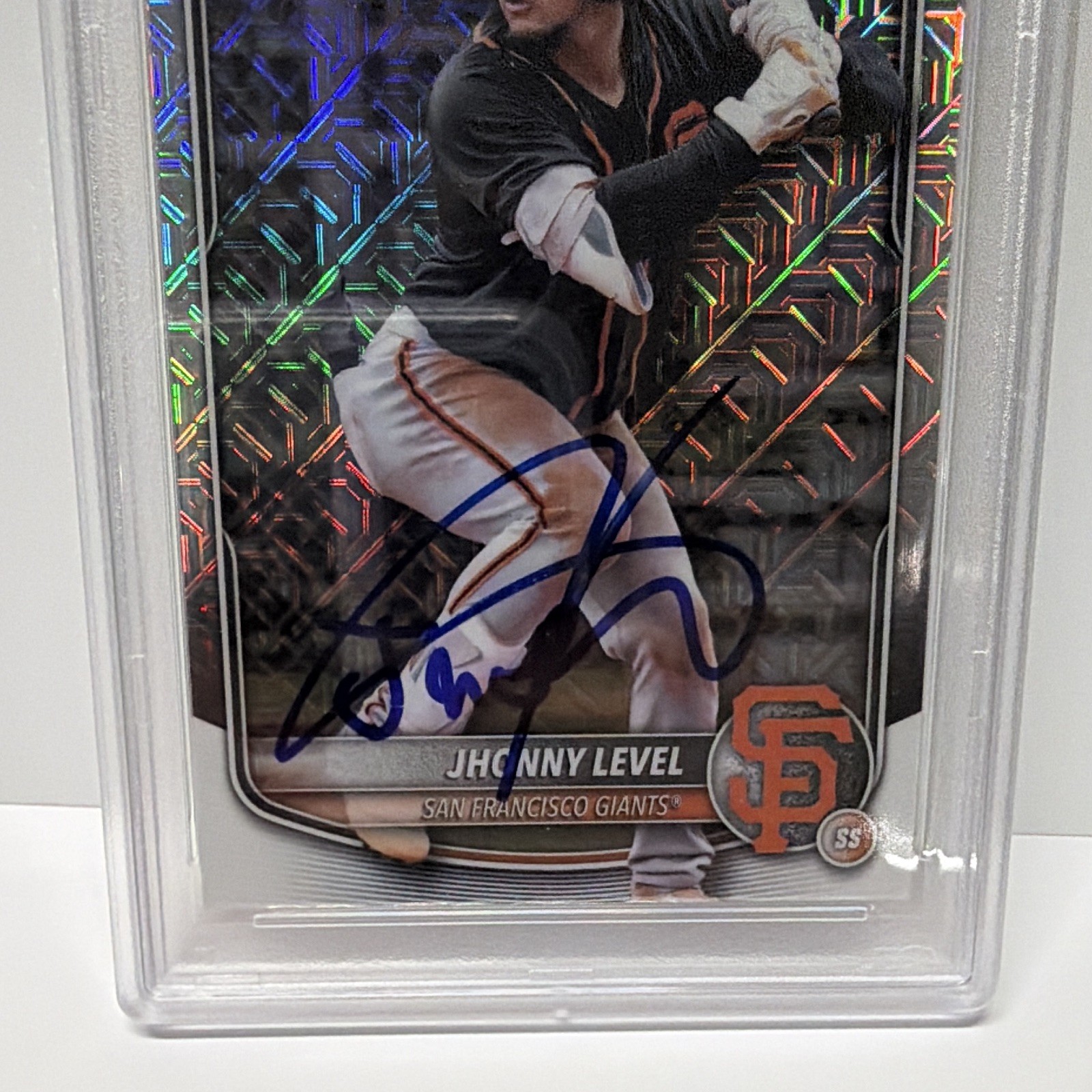Jhonny Level Signed IP 1st Bowman Chrome Mojo BCP-147 Mojo PSA Authentic Auto view 2