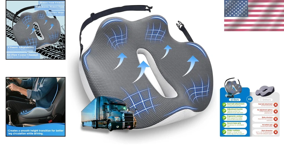 Luxury X-Large Seat Cushion for Truck Drivers – Enhanced Comfort & Pain Relief Foto 2 de 4