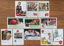 Vintage 1940's 50's Coca Cola Coke Magazine Advertisements Ads Lot of 11