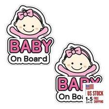 Baby on Board Car Sticker - Cartoon Design, Basic Girl  Basic Girl