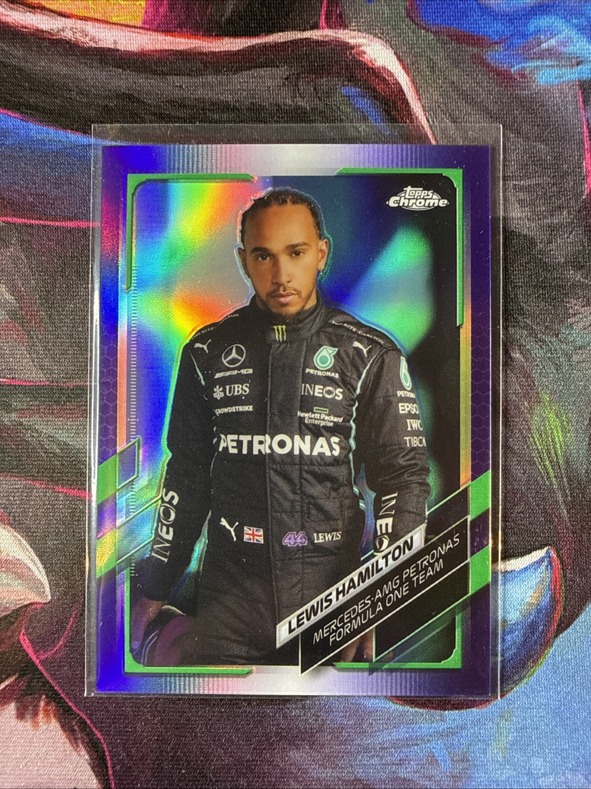 LEWIS HAMILTON 2021 Topps Chrome Formula 1 #1 Purple Green Refractor SP