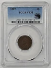 1869 Indian Head Cent PCGS VF35 Eagle Eye Approved!