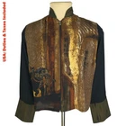 Harari 100% Silk Art to Wear Jacket Blouse Indian Elephant Zip Mock Neck Top S