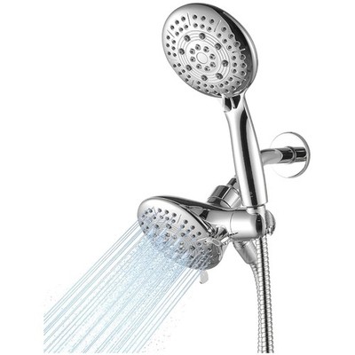 2-in-1 Rainfall Shower Head Combo, 6 Spray Patterns, Chrome