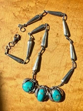 🏞 Vintage NAVAJO Necklace TURQUOISE and STERLING SILVER