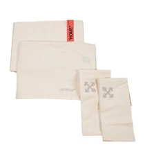 Off-White Cotton Double Bed Set w/ Tags 2019 Arrows Duvet & Shams Pristine