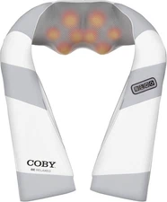 Coby Neck & Back Shiatsu Massager with Heat Deep Tissue Kneading, White