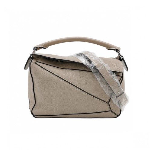 Loewe Puzzle Small Beige Leather Silver HW Shoulder Bag Preowned Authentic