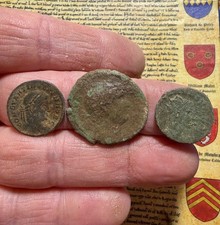 3 Nice Condition Uk Found Roman Bronze Coins Dating To 1st To 4th Centuries