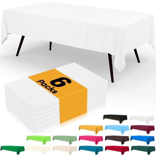 Disposable Table Cloth - 6 Pack, 54 x 108 Inch Waterproof Rectangle Tableclot...