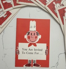 MCM Set Of 12 French Cartoon INVITATIONS CARDS & Envelopes UNUSED 1960’s Fondu