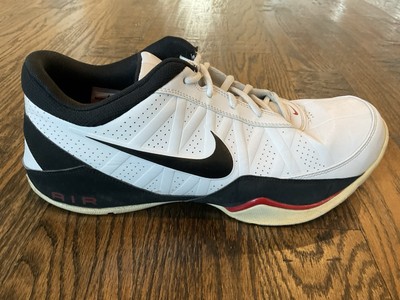 Nike Air Ring Leader Low White/Black/Red Leather Sneakers 488102-100 Men's Sz 11