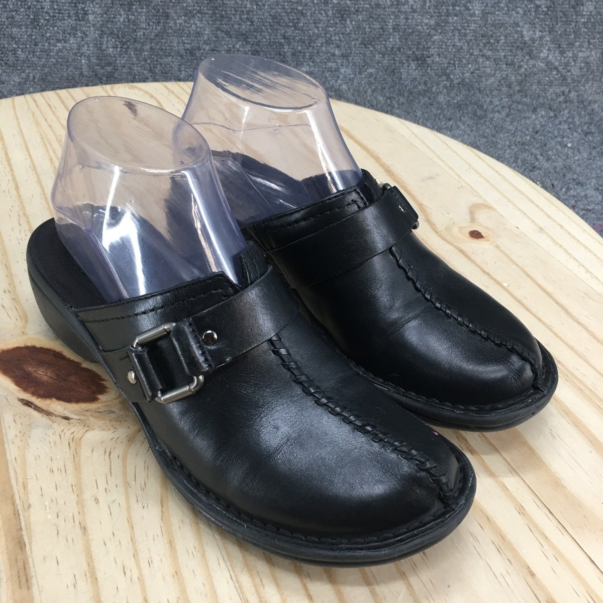 Clarks Artisan Shoes Womens 7 Narrow Mule Black Leather Casual
