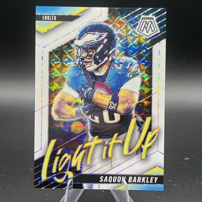 2025 Panini Mosaic - Light It Up Mosaic Saquon Barkley #7 White Prizm /25