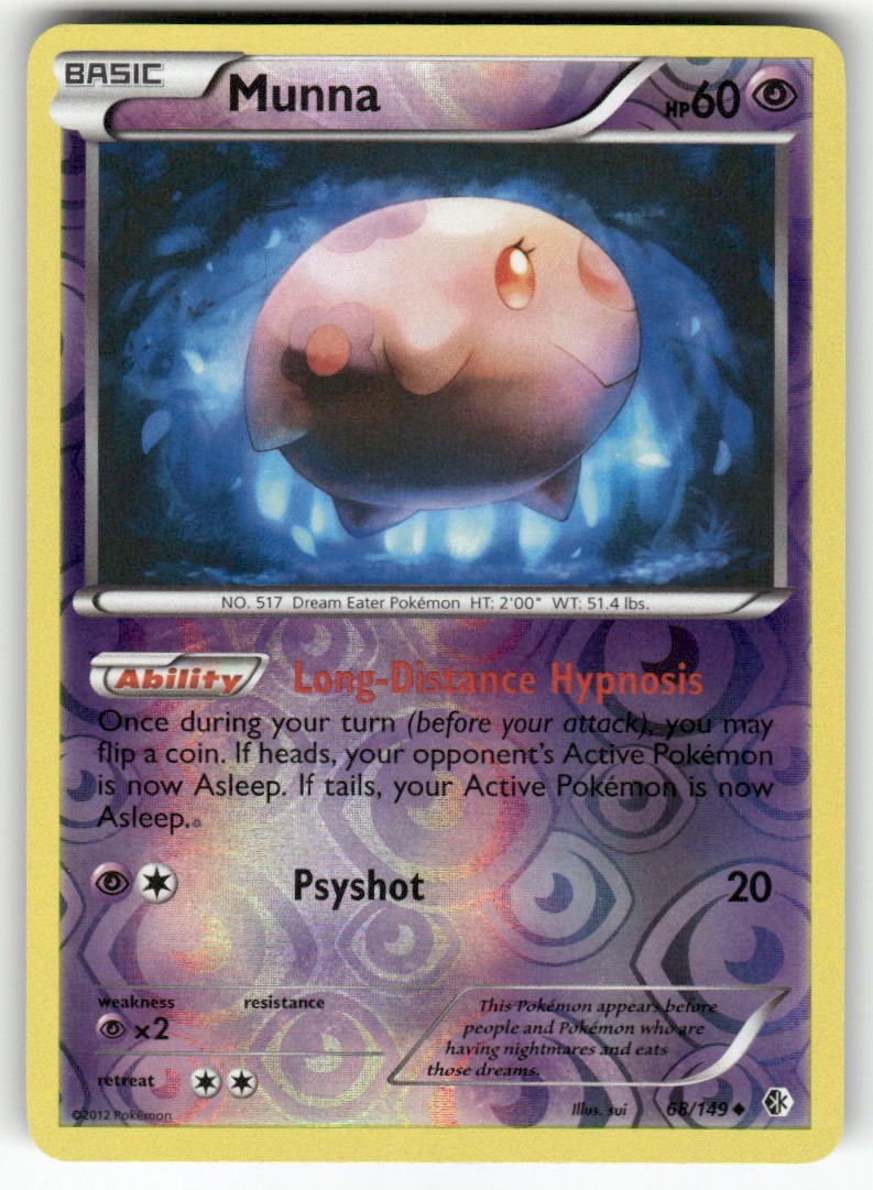 Munna 68/149 Uncommon Boundaries Crossed Pokemon Reverse Holo Near Mint