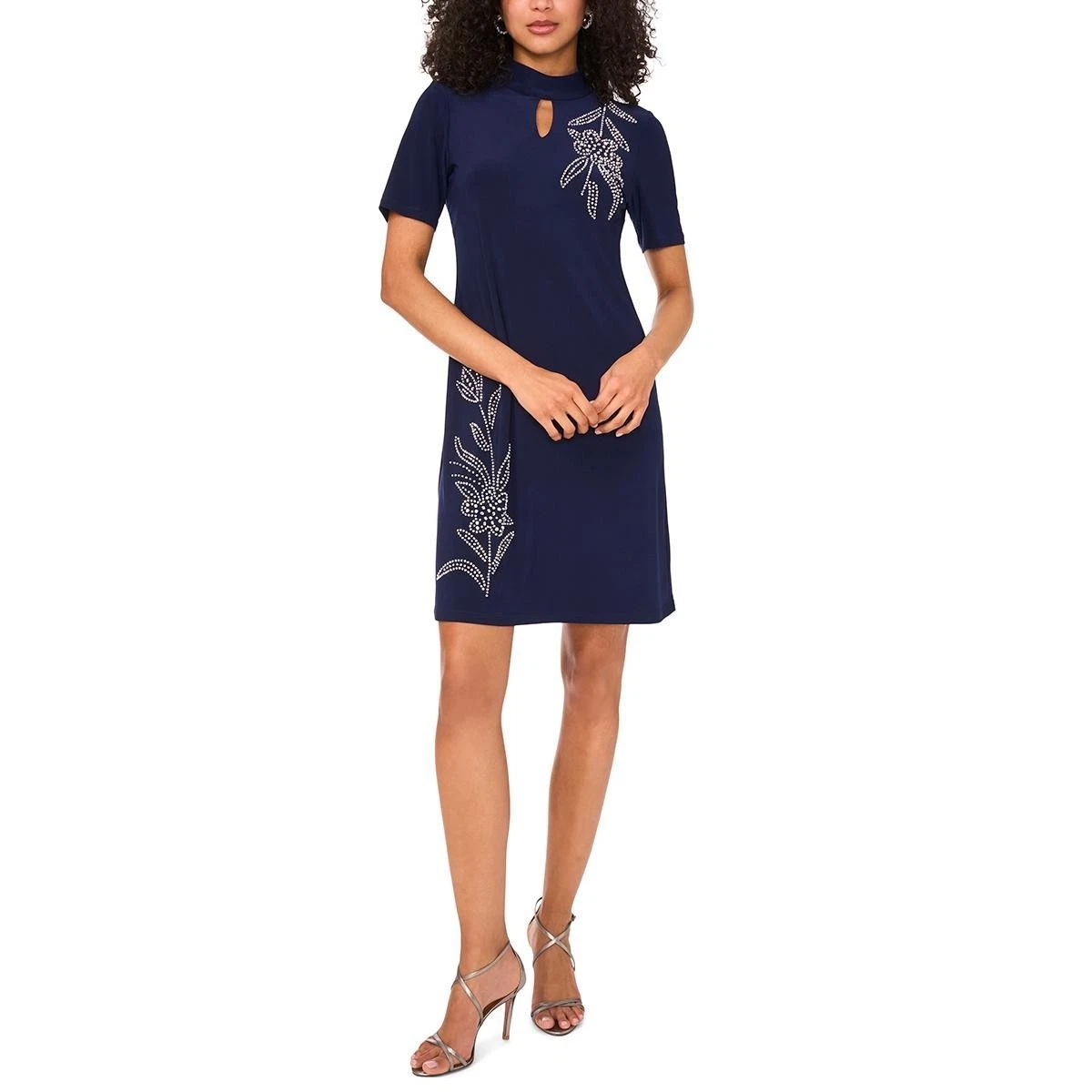 msk beaded ruched sheath dress MSK Womens Ruched Beaded Gown Dress, Blue, 8
