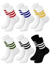 Croloose 6 Pairs Retro Striped Crew Socks for Women 5-10, Classic Color