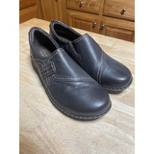 Clarks Collection Women's Dark Brown Leather Slip On Loafers Comfort Shoes 8M