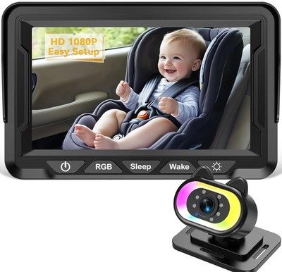 Wkzay Baby Car Camera for Backseat   HD 1080P, 150° Wide Black-Standard 