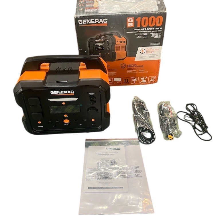 Generac GB1000 Portable Power Station 1086Wh 1600W Solar Ready w/ Cables