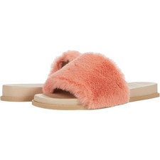 Dolce Vita Gaia Slippers Women's 8.5 Orange Faux Fur Round Toe Slip-On RHS8800