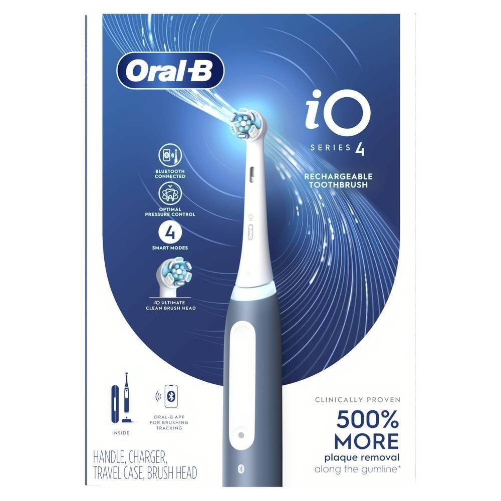 Электрическая зубная щетка Oral-B iO4 Slate Blue с микровибрациями и четырехъядерным таймером Bluetooth