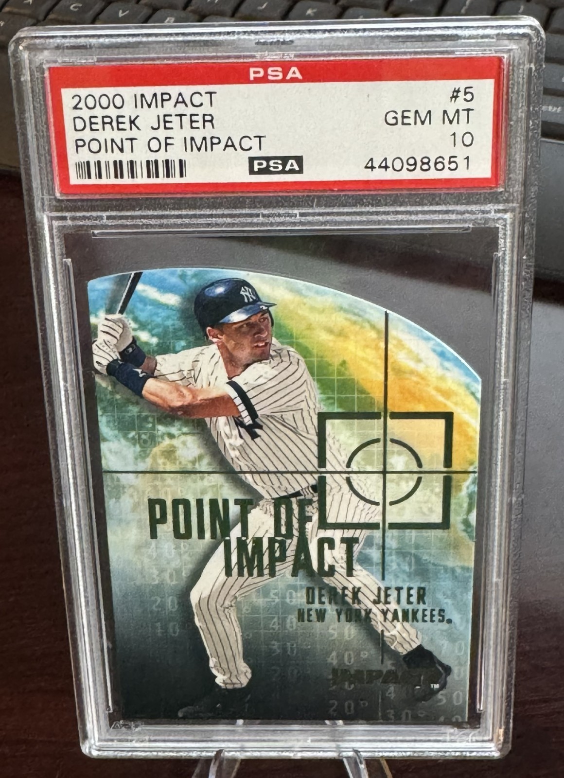 DEREK JETER 2000 IMPACT POINT OF IMPACT FOIL DIE CUT #5 PSA 10 POP 11