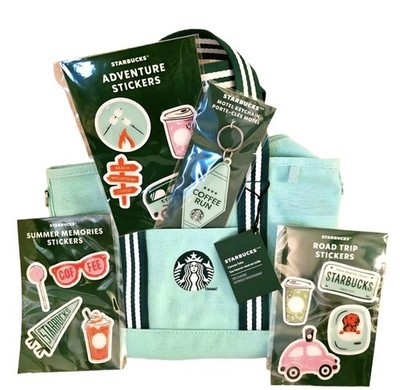 Starbucks Mini Tote Mint Green 2026 Road Trip Collection Canvas Tote Bundle 