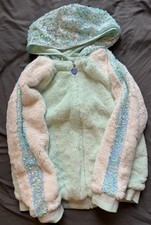 Girls size 10/12 zip up sequin/ fuzzy long sleeve jacket
