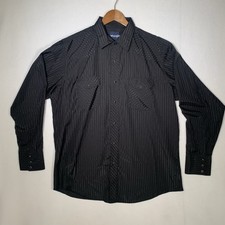 Wrangler Western Pearl Snap Black Dress Shirt Mens size XL Cowboy Rodeo