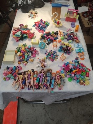 HUGE Lot of Vintage 2000s Polly Pocket Dolls 47 Figures and Clothing Accessories