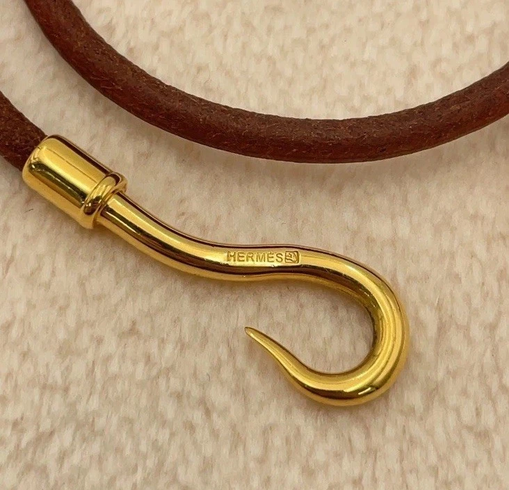 Autêntica pulseira Hermes dupla jumbo couro GD marrom com caixa BA100191 - Imagem 2 de 4