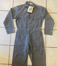 NOS Key Imperial Coveralls Size 38 Regular USA Made VTG Workwear Blue Heringbone