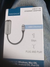 Insignia- USB-C to Ethernet Adapter - Black