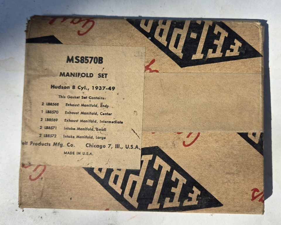 Juego de colectores Fel-Pro 1937-49 V8 Hudson parte # MS8750B juntas de admisión/escape NOS Foto 2 de 4