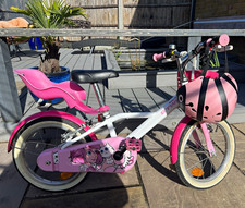 Girls 16in Pink/White Kids Bike Stabilisers Basket Chain Guard Reflectors