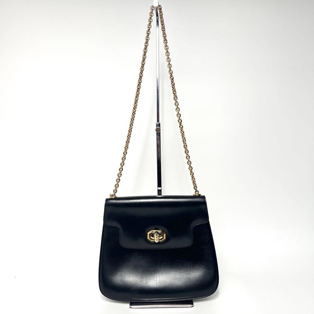 Vintage Gucci GG Leather Shoulder Bag in Black