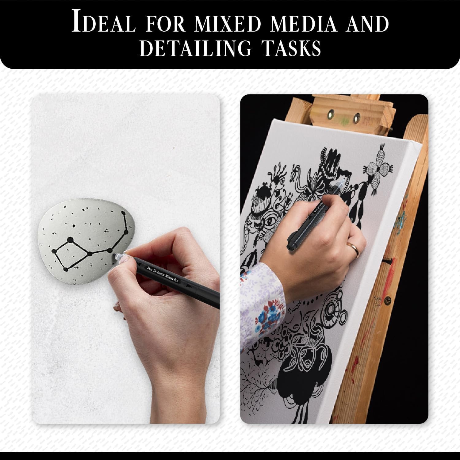 Black Acrylic Paint Pens Permanent Markers for Art Craft Rock Painting 2 Pk