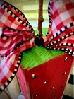 Hand-Painted Wooden Watermelon Decor Figurines w/ Gingham Bows Set of 3 — photo 3