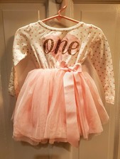 Girl's First One year Tutu Birthday Pink Dress   6-12 months - FREE SHIPPING 
