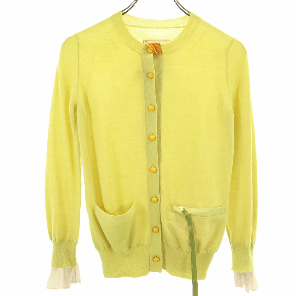 Sacai Lime Wool Knit Cardigan M Long Sleeve Vintage Excellent Condition