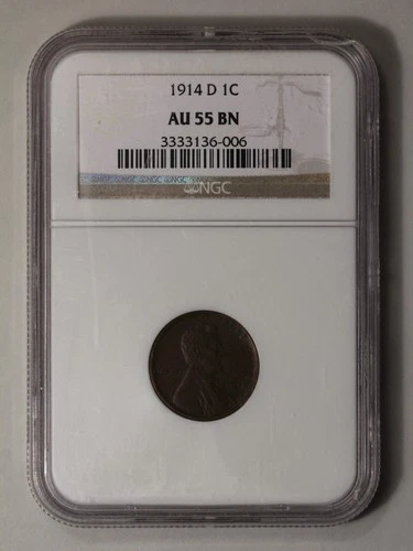 1914-D Wheat Reverse Lincoln Cent 1C NGC AU55BN
