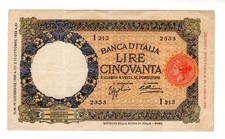 ITALIE ITALY ITALIA BILLET 50 LIRE  (  1933 1936 1896 ) WWII VF + BON ETAT .