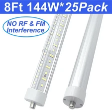 25 Pack 144W 8FT Led Shop Light 8 Foot Led Tube Light FA8 T8 T12 Single Pin Lamp