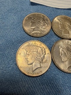 Lot of 4 1923 Peace Dollars No Mint Mark UNC Details Cleaned