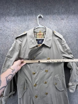 Vintage Burberrys Trench Coat Mens 44R Beige Cotton Lined Classic