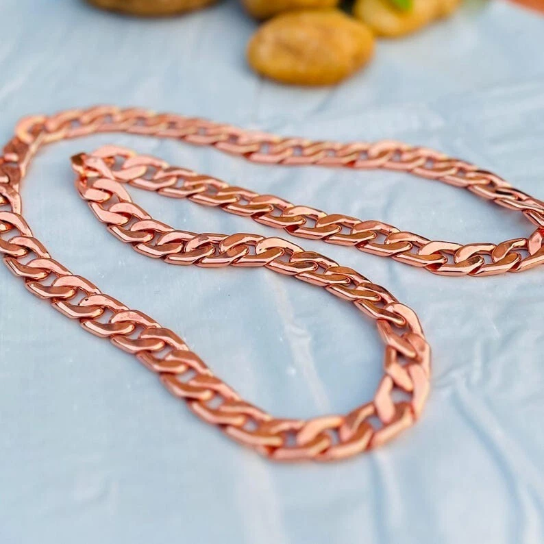 100% Solid Pure Copper Rope Chain Designer Link Chain Necklace Jewelry All Size - Image 3 of 4