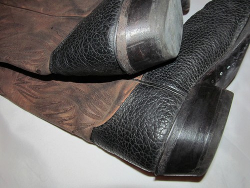 stivali da cowboy vintage JUSTIN pelle grana testurizzata alti pull on 7,5 D - Foto 5 di 6